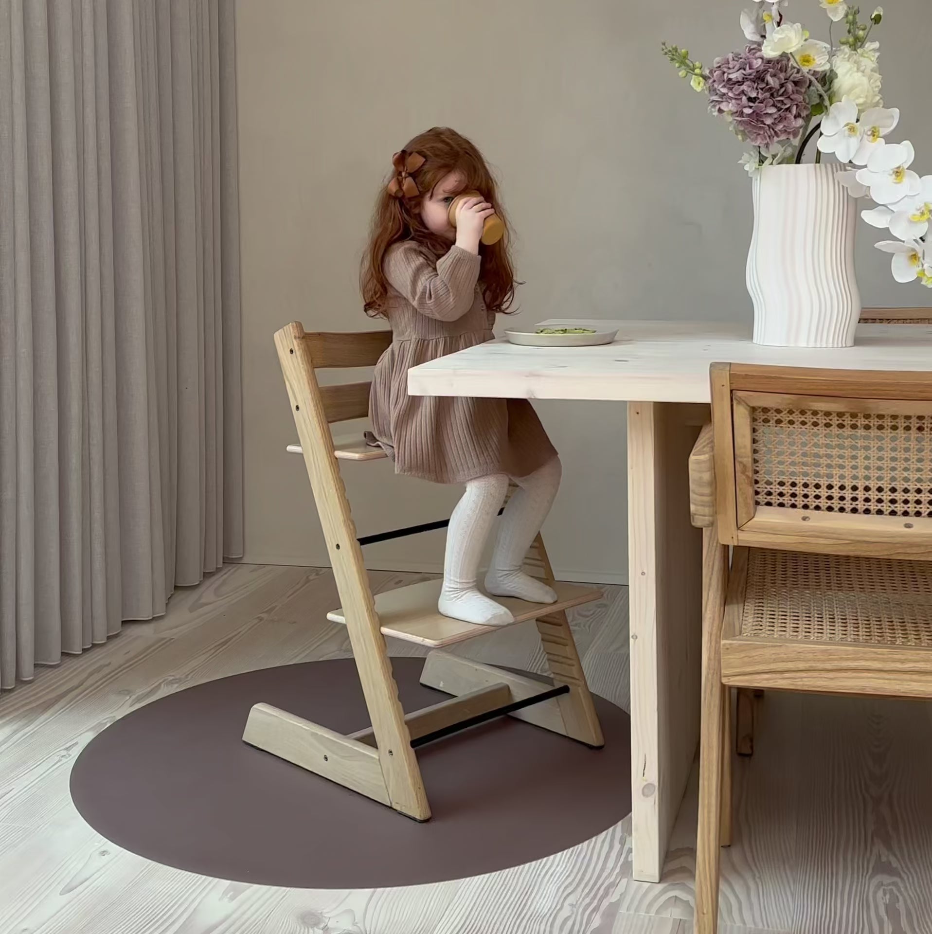 High Chair Floor Mat - Walnut