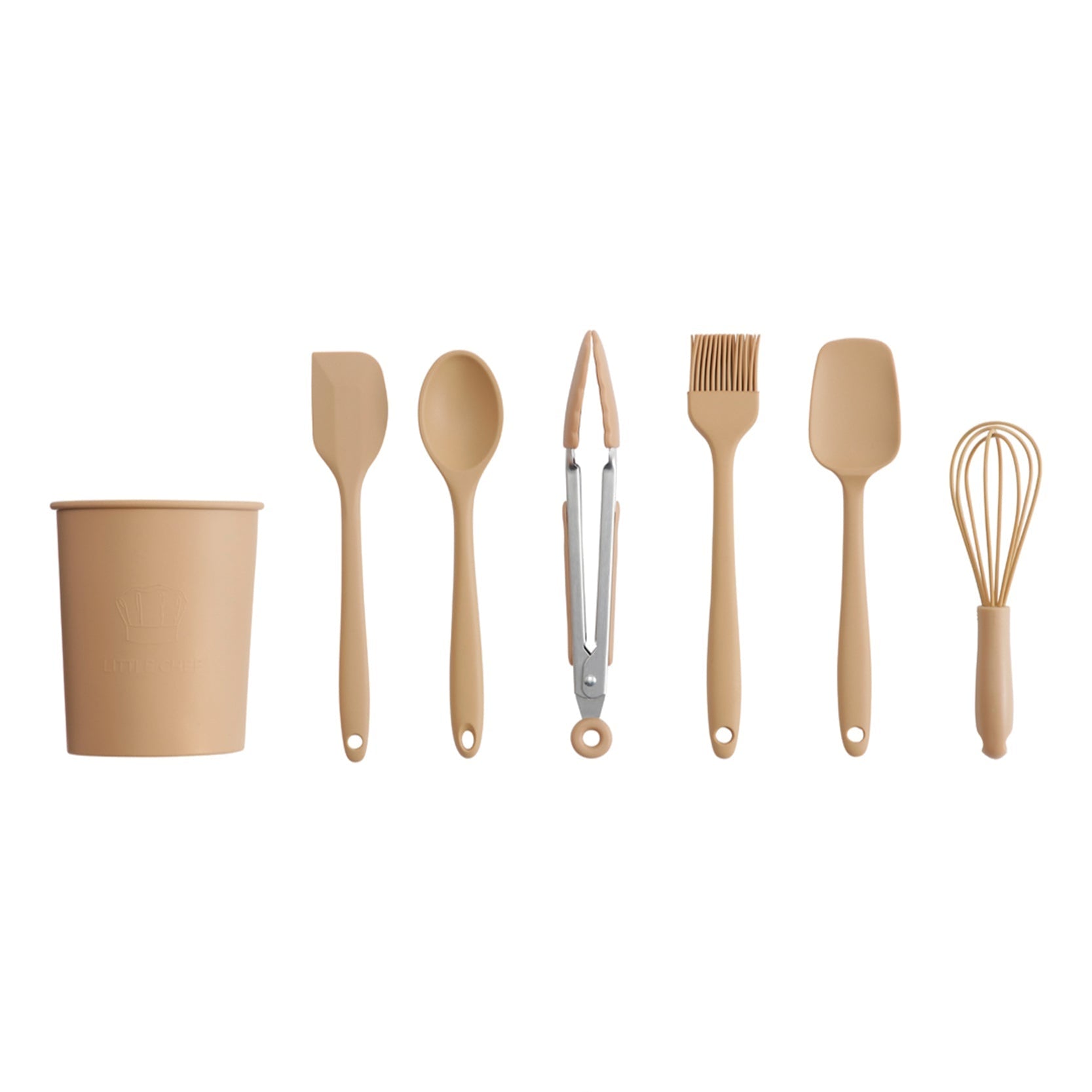 Køkkenredskabssæt i Rust til børn fra Everleigh & Me, inkluderer børnevenlige redskaber i en varm rustfarve, designet til at inspirere til leg og madlavning i et stilfuldt og funktionelt design